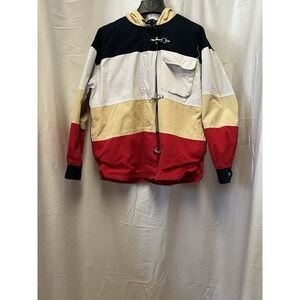 FRENCH COUNTRY EXPRESS Jacket Mens M Colorblock Toggle Front Hooded Retro Coat